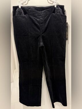 DG2 by Diane Gilman Black Velvet Pull-On Straight-Leg Pants